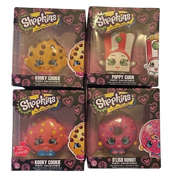 Lot of 4 Funko Shopkins - 1 Chase - D’Lish Donut, Poppy Corn, Kooky Cookie - NEW - Picture 1 of 14